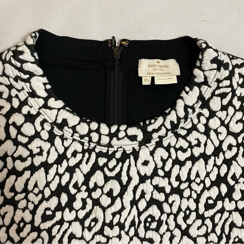 Kate Spade Black Leopard Print To Be Darling Long Sleeve Top Size XS